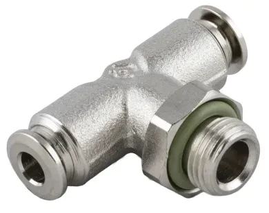RACOR ROSCADO EN T ORIENTABLE MACHO CENTRAL CILÍNDRICO CON O-RING