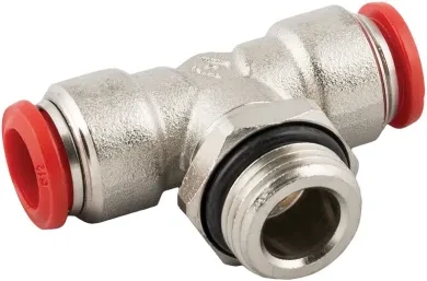 RACOR ROSCADO EN T ORIENTABLE MACHO CENTRAL CILÍNDRICO CON O-RING