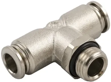 RACOR ROSCADO EN T ORIENTABLE MACHO CENTRAL CILÍNDRICO CON O-RING